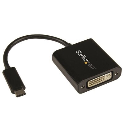 zu 5  günstig Kaufen-Startech USB-C zu DVI Adapter St./Bu. schwarz. Startech USB-C zu DVI Adapter St./Bu. schwarz <![CDATA[• VGA/DVI-Adapter • Anschlüsse: USB Typ C und DVI-I (24+5) Dual Link • Farbe: schwarz • passend für: Audio/Video • Farbe: Schwarz Schließen 