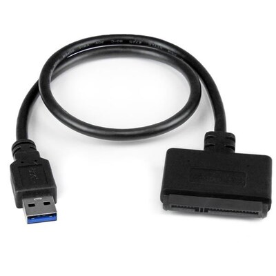 Schwarz passend  günstig Kaufen-Startech USB 3.0 Adapterkabel zu 2,5" SATA III UASP SSD/HDD St./St. schwarz. Startech USB 3.0 Adapterkabel zu 2,5" SATA III UASP SSD/HDD St./St. schwarz <![CDATA[• SATA-Adapter • Anschlüsse: USB Typ A und S-ATA • Farbe: schwarz • passend 