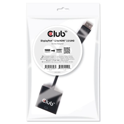 Adapter günstig Kaufen-Club 3D DisplayPort 1.2 Adapter DP zu HDMI 2.0 aktiv UHD 4K60Hz schwarz CAC-2070. Club 3D DisplayPort 1.2 Adapter DP zu HDMI 2.0 aktiv UHD 4K60Hz schwarz CAC-2070 <![CDATA[• Displayport-Adapter • Anschlüsse: Displayport und HDMI A • Farbe: schwarz 