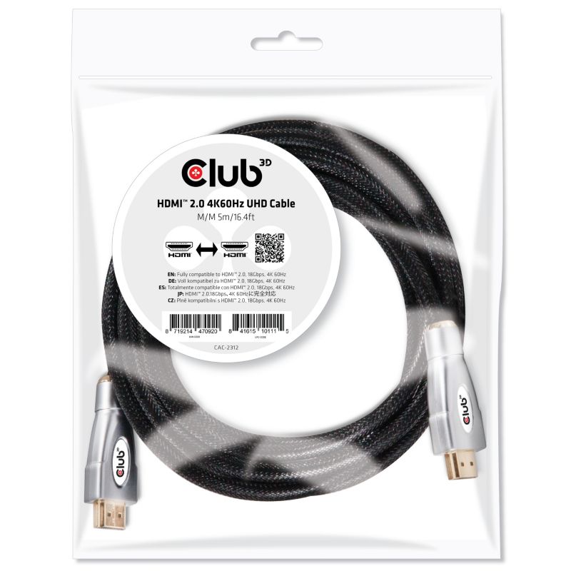 Club 3D HDMI 2.0 Kabel 5m 4K60Hz UHD St./St. schwarz