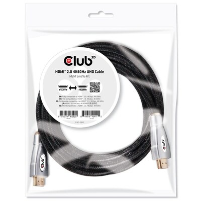 Schwarz  günstig Kaufen-Club 3D HDMI 2.0 Kabel 5m 4K60Hz UHD St./St. schwarz CAC-2312. Club 3D HDMI 2.0 Kabel 5m 4K60Hz UHD St./St. schwarz CAC-2312 <![CDATA[• HDMI-Kabel • Anschlüsse: HDMI A und HDMI A • Farbe: schwarz, Länge: 5,0m • passend für: Audio/Video • Farb