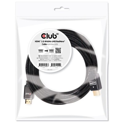 Club 3D HDMI 2.0 Kabel 10m 4K60Hz RedMere UHD St./St. schwarz CAC-2313