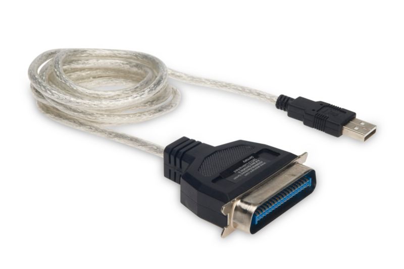 DIGITUS USB Druckerkabel 1,8m Typ-A zu Parallel St./St. transparent