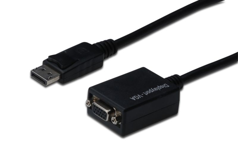 Digitus DisplayPort 1.2 Adapterkabel 0,15m DP zu VGA St./Bu. schwarz