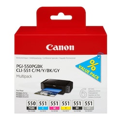 Canon 6496B005 Original Tinten Multipack PGI-550/CLI-551 (PGBK/C/M/Y/BK/GY)