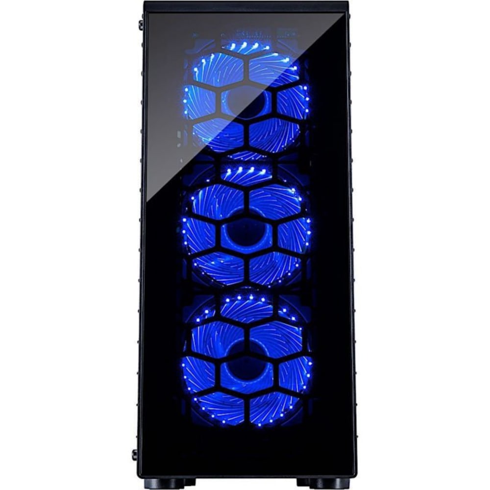InterTech CXC2 Midi Tower ATX Gaming Gehäuse Seitenfenster, blaue LED