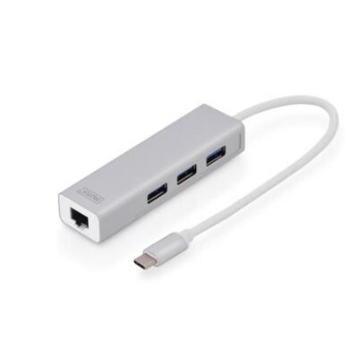 Port usb günstig Kaufen-DIGITUS USB Typ C 3.0 Hub mit Gigabit Ethernet. DIGITUS USB Typ C 3.0 Hub mit Gigabit Ethernet <![CDATA[• Aluminium OTG USB Hub • USB 2.0 Type-C HUB • 3x USB 2.0. 1x SD, 1x MicroSD Port • Aluminium Gehäuse]]>. 