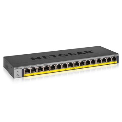 Switch Pro günstig Kaufen-Netgear GS116LP ProSafe 16-Port Gigabit Switch PoE+ unmanaged 76W. Netgear GS116LP ProSafe 16-Port Gigabit Switch PoE+ unmanaged 76W <![CDATA[• 16-Port Gigabit unmanaged • PoE/PoE+, 76W PoE Budget • lüfterlos • Metallgehäuse • Desktop/Rack- Wa