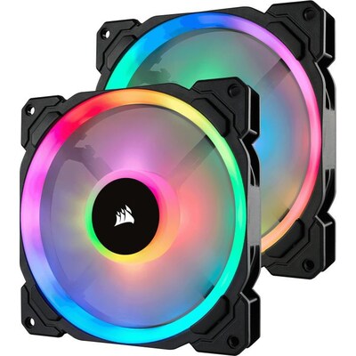 LED RGB günstig Kaufen-Corsair LL Series LL140 LED RGB Lüfter 140 mm 2er SET mit Lightning Node PRO. Corsair LL Series LL140 LED RGB Lüfter 140 mm 2er SET mit Lightning Node PRO <![CDATA[• 140mm Lüfter mit doppelter RGB Lichtschleife • Fördervolumen: 51,5 CFM, G