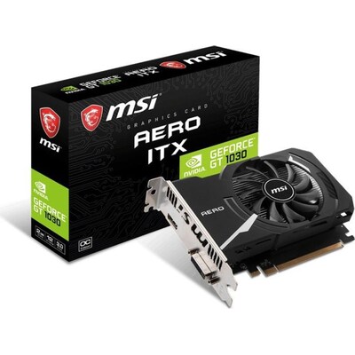 AF 2 günstig Kaufen-MSI GeForce GT 1030 Aero ITX OC 2GB GDDR4 Grafikkarte DVI/HDMI. MSI GeForce GT 1030 Aero ITX OC 2GB GDDR4 Grafikkarte DVI/HDMI <![CDATA[• GeForce GT 1030, PCI-Express 3.0, Aktiv gekühlt • 2.048 MB GDDR4-RAM (64Bit-Speicherinterface) • Core/Memoryta