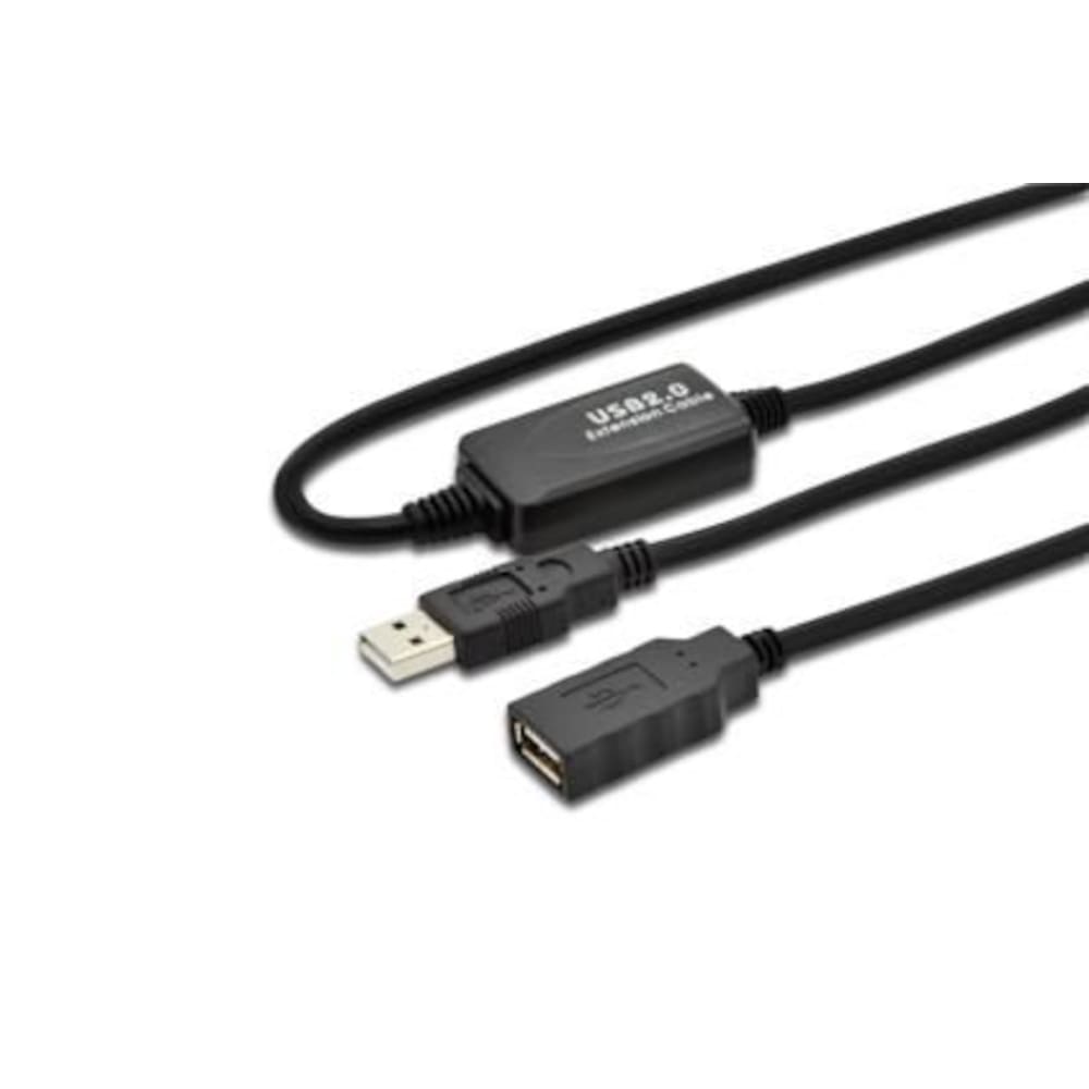 DIGITUS USB 2.0 aktives Verlängerungskabel 10m Typ-A St./Bu. schwarz