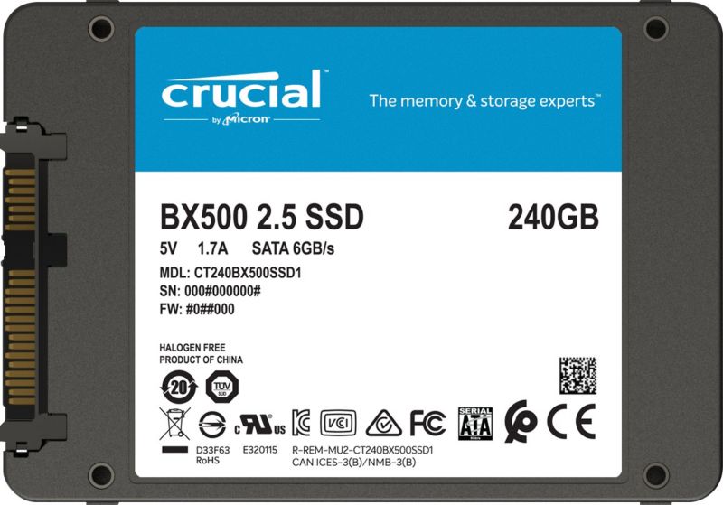 Crucial BX500 SSD 240GB 2.5zoll Micron 3D NAND TLC SATA600 - 7mm