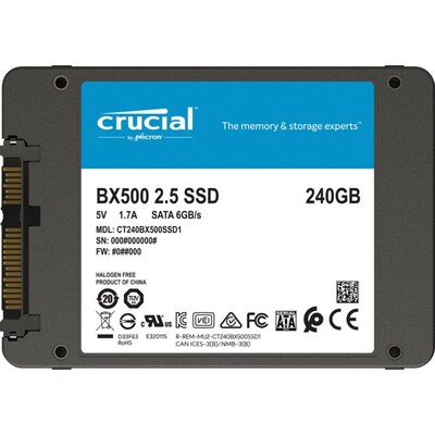 SSD/SATA günstig Kaufen-Crucial BX500 SATA SSD 240 GB 3D NAND TLC 2.5zoll. Crucial BX500 SATA SSD 240 GB 3D NAND TLC 2.5zoll <![CDATA[• 240 GB - 7 mm Bauhöhe • 2,5 Zoll, SATA III (600 Mbyte/s) • Maximale Lese-/Schreibgeschwindigkeit: 540 MB/s / 500 MB/s • Performance: P