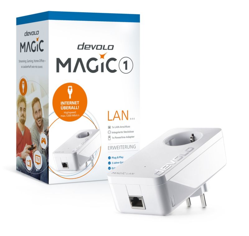 devolo Magic 1 LAN 1-1-1 Einzeladapter (1200mbps Powerline + 1xLAN)