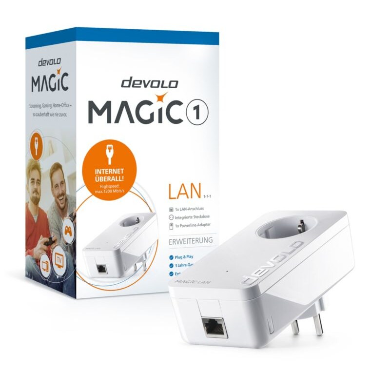 devolo Magic 1 LAN Ergänzung  (1200Mbit, G.hn, Powerline, 1x GbitLAN, Heimnetz)