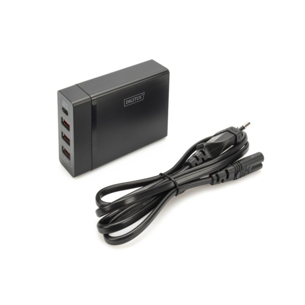 DIGITUS Universal 4-Port USB-Ladeadapter 3x USB-A/1x USB-C Bu. schwarz