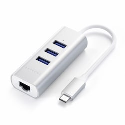Satechi Type-C 2-in-1 3 Port USB 3.0 Hub &amp;amp; Ethernet silber