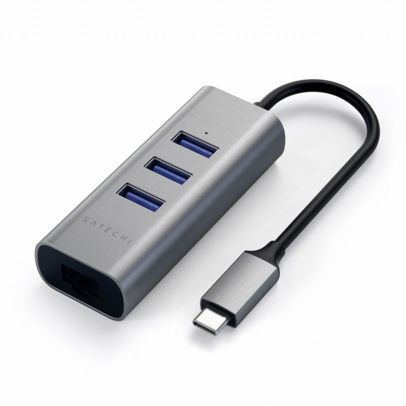 Satechi Type-C 2-in-1 3 Port USB 3.0 Hub &amp;amp; Ethernet space grey