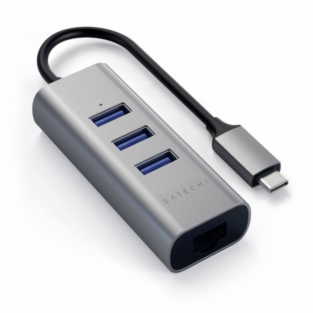 Satechi Type-C 2-in-1 3 Port USB 3.0 Hub &amp; Ethernet space grey