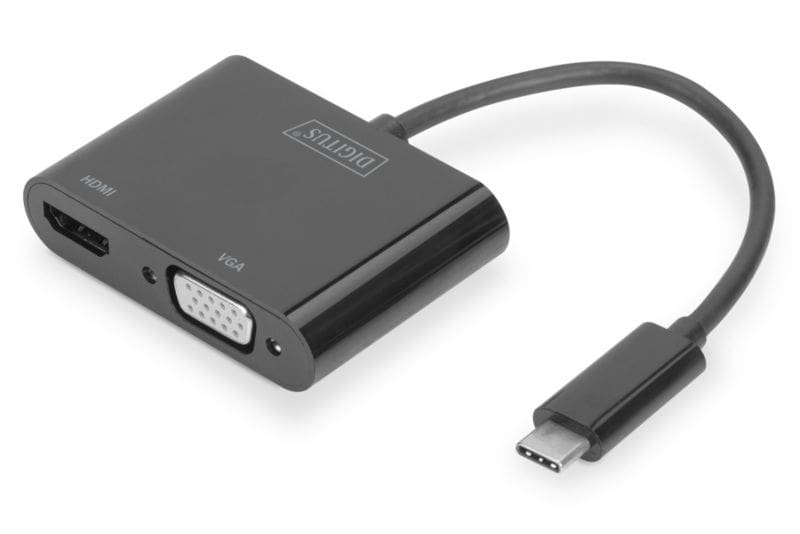 DIGITUS USB 3.1 Typ-C zu VGA/HDMI Grafikadapter schwarz