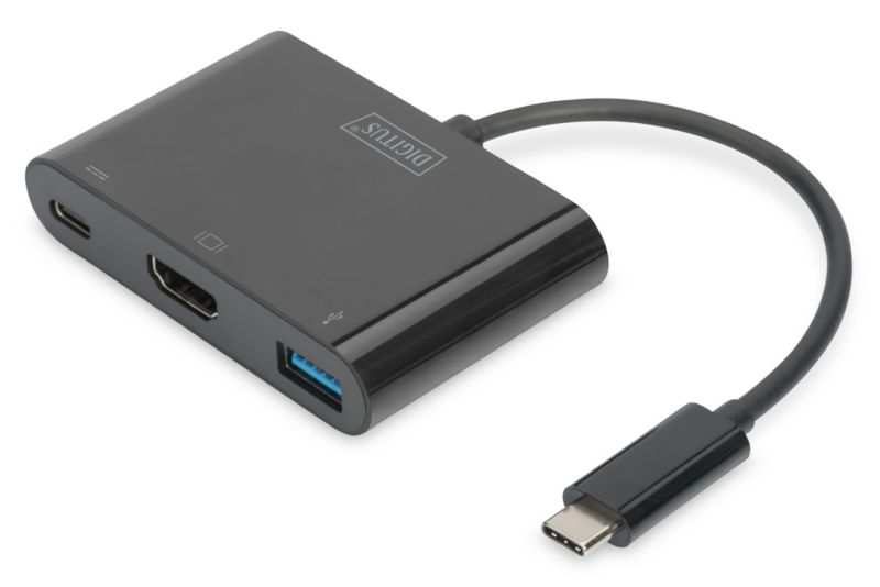 Digitus USB Typ-C auf HDMI Multiport Adapter 3-Port schwarz