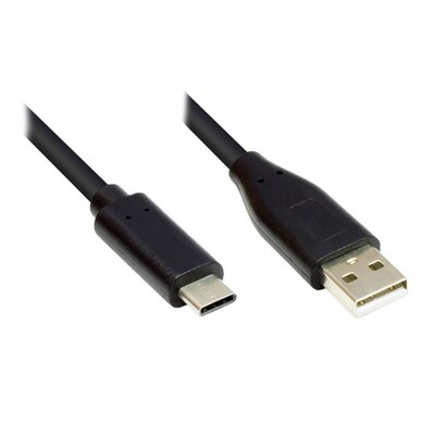USB C  günstig Kaufen-Good Connections Anschlusskabel 0,5m USB 2.0 USB-C zu USB 2.0 A schwarz. Good Connections Anschlusskabel 0,5m USB 2.0 USB-C zu USB 2.0 A schwarz <![CDATA[• USB-Kabel • Anschlüsse: USB Typ C und USB Typ A • Farbe: schwarz, Länge: 0,5m • passend f