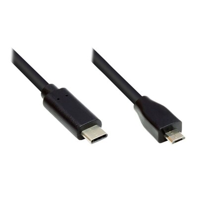 Good Connections Anschlusskabel 1m USB 2.0 USB-C zu USB 2.0 Micro B schwarz