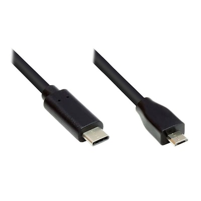 Good Connections Anschlusskabel 3m USB 2.0 USB-C zu USB 2.0 Micro B schwarz