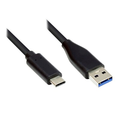 USB C  günstig Kaufen-Good Connections Anschlusskabel 1m USB 3.0 USB-C zu USB 3.0 A schwarz. Good Connections Anschlusskabel 1m USB 3.0 USB-C zu USB 3.0 A schwarz <![CDATA[• USB-Kabel • Anschlüsse: USB Typ C und USB Typ A • Farbe: schwarz, Länge: 1,0m • passend für: