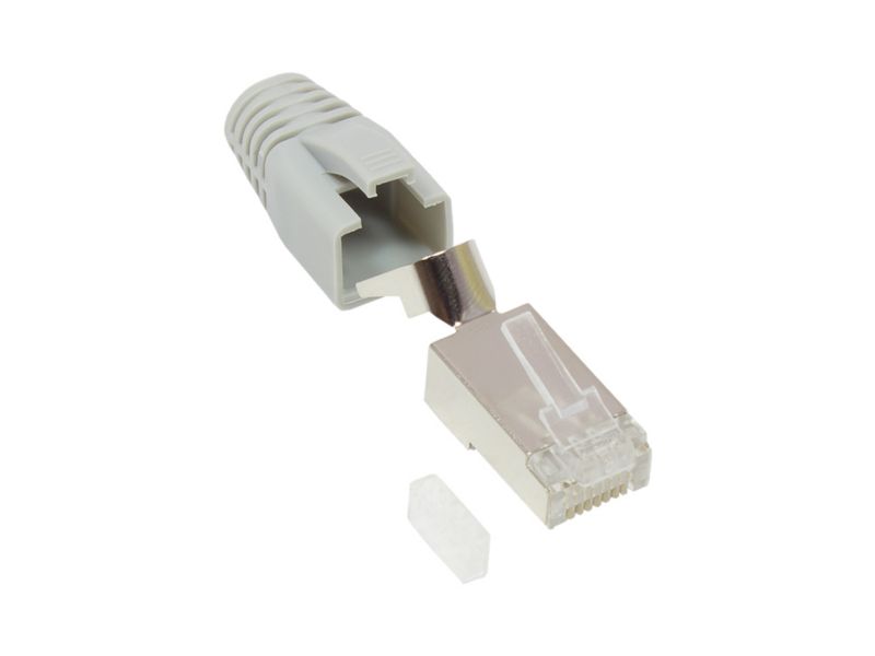 Good Connections Netzwerkstecker Cat.6A RJ45 geschirmt f&uuml;r Cat.7 Kabel grau