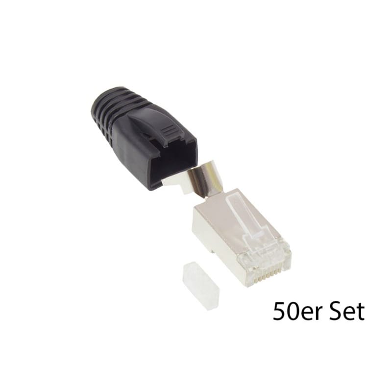 Good Connections Netzwerkstecker Cat.6A RJ45 geschirmt für Cat.7 Kabel 50x sw.