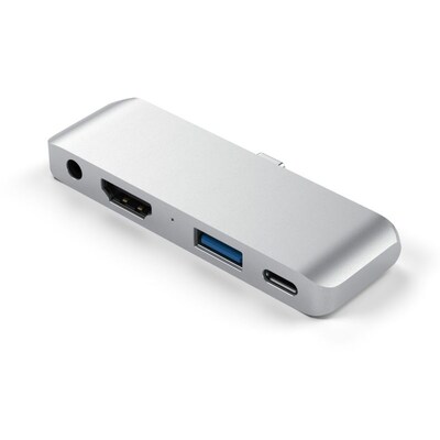 USB C  günstig Kaufen-Satechi Aluminum Type-C Mobile Pro Hub für iPad Pro Silber. Satechi Aluminum Type-C Mobile Pro Hub für iPad Pro Silber <![CDATA[• Type-C Mobile Pro Hub Adapter für das iPad Pro (2018) • Verbindung zum iPad über USB-C-Stecker • Kompaktes,