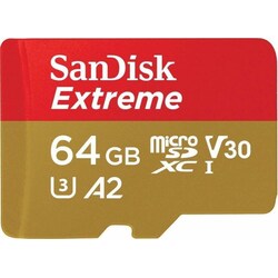 SanDisk Extreme 64GB microSDXC Speicherkarte Kit 60 MB/s, Class 10, U3, V30, A2