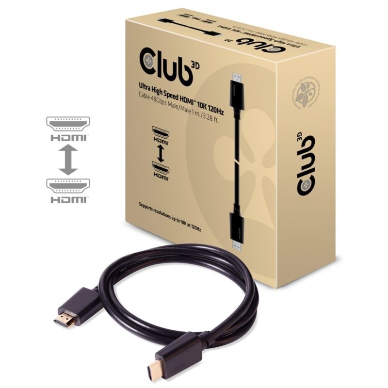 Club 3D HDMI 2.1 Kabel 1m Ultra High Speed 4K120Hz 8K60Hz St./St. schwarz