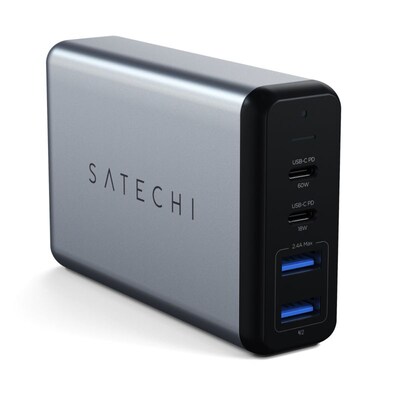 du den günstig Kaufen-Satechi 75W Dual USB-C PD Travel Charger Space Grey. Satechi 75W Dual USB-C PD Travel Charger Space Grey <![CDATA[• Mobiles Reiseladegerät für gleichzeitiges Laden von bis zu 4 Geräten • Zwei USB-C-PD-Anschlüsse mit max. 60W und 18W • Zwei USB-A