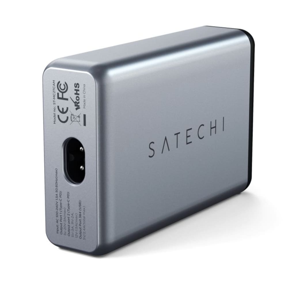 Satechi 75W Dual USB-C PD Travel Charger Space Gray