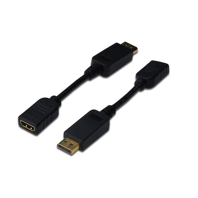Adapter schwarz  günstig Kaufen-DIGITUS AK-340408-001-S DisplayPort Adapterkabel, DP/St - HDMI Typ A/Bu. DIGITUS AK-340408-001-S DisplayPort Adapterkabel, DP/St - HDMI Typ A/Bu <![CDATA[• Adapter-Kabel • Anschlüsse: HDMI-Buchse und Displayport • Farbe: schwarz, Länge: 0,15m]]>. 