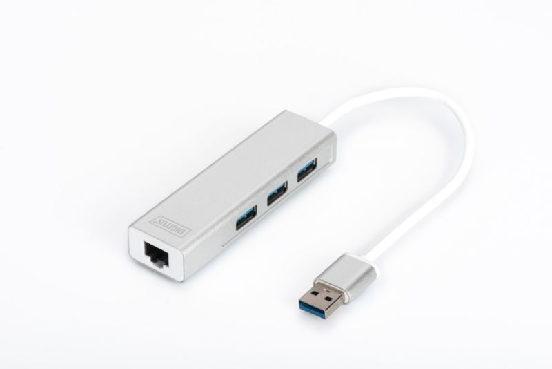 DIGITUS DA-70250-1 USB 3.0 3-Port Hub &amp;amp; Gigabit LAN-Adapter