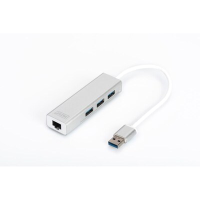 DIGITUS 25 günstig Kaufen-DIGITUS DA-70250-1 USB 3.0 3-Port Hub & Gigabit LAN-Adapter. DIGITUS DA-70250-1 USB 3.0 3-Port Hub & Gigabit LAN-Adapter <![CDATA[• Schnelle Datenübertragung dank USB 3. und Gigabit LAN • Schnell austauschbar, Plug & Play • Gigabit Datenüb