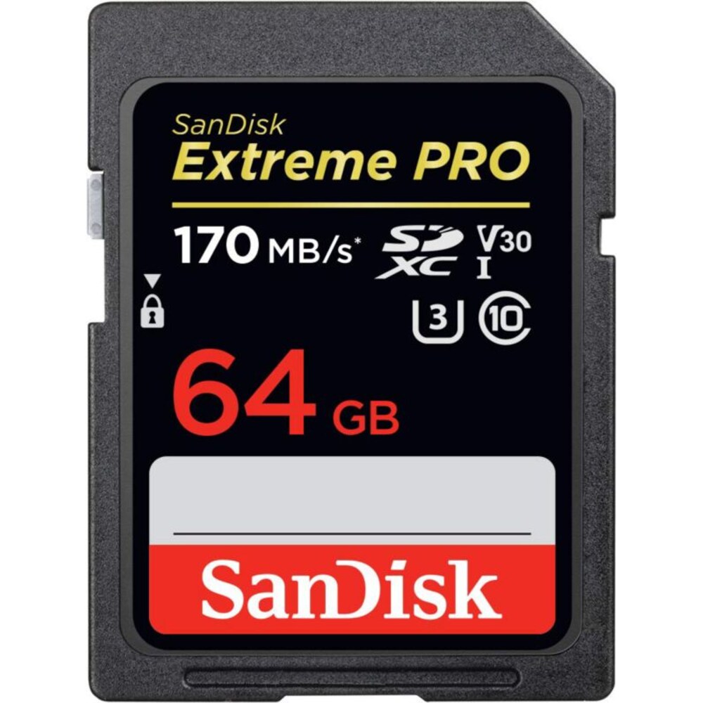 SanDisk Extreme Pro 64 GB SDXC Speicherkarte (bis 170 MB/s, Class 10, U3, V30)