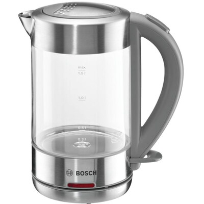 Sun and günstig Kaufen-Bosch TWK7090B Wasserkocher 1,5 Liter Glas Edelstahl. Bosch TWK7090B Wasserkocher 1,5 Liter Glas Edelstahl <![CDATA[• Glas Wasserkocher mit 1,5 Liter Fassungsvermögen • Heizleistung: 2.200 Watt • Herausnehmbarer Kalkfilter - Wasserstandsanzeige (Au