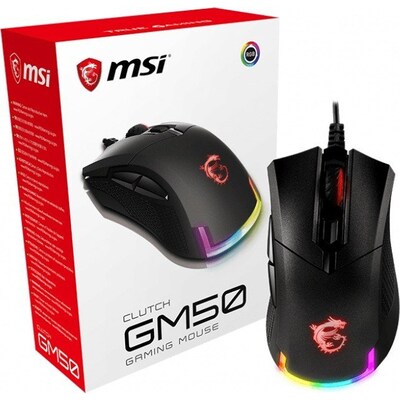 M5 on günstig Kaufen-MSI Clutch GM50 Kabelgebundene Gaming Maus. MSI Clutch GM50 Kabelgebundene Gaming Maus <![CDATA[• Anwendungsbereich: Gaming, 6 Tasten, Scrollrad mit Tastenfunktion • Kabelgebunden (USB) • Sensortechnologie: Optisch (7.200 dpi) • Schwarz, 87g, 42,0