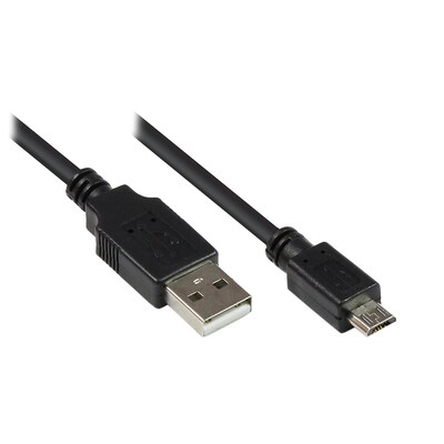 Rot+Schwarz günstig Kaufen-Good Connections USB2.0 Kabel St. A an St. Micro B, schwarz, 0,3m. Good Connections USB2.0 Kabel St. A an St. Micro B, schwarz, 0,3m <![CDATA[• USB-Kabel • Anschlüsse: USB Typ A und USB micro B • Farbe: schwarz, Länge: 0,3m • passend für: Daten