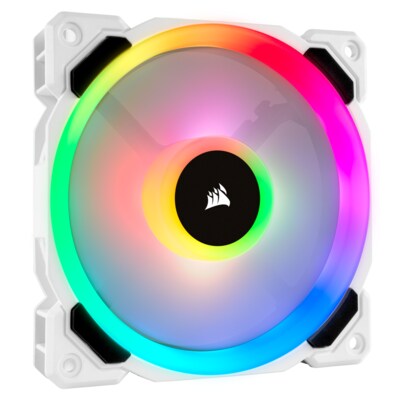 fter günstig Kaufen-Corsair LL Series LL120 LED RGB weiß Lüfter 120 mm. Corsair LL Series LL120 LED RGB weiß Lüfter 120 mm <![CDATA[• 120x120x25mm Lüfter mit doppelter RGB Lichtschleife • Fördervolumen: 43,25 CFM, Geräuschemission: 24,8 dBA bei •