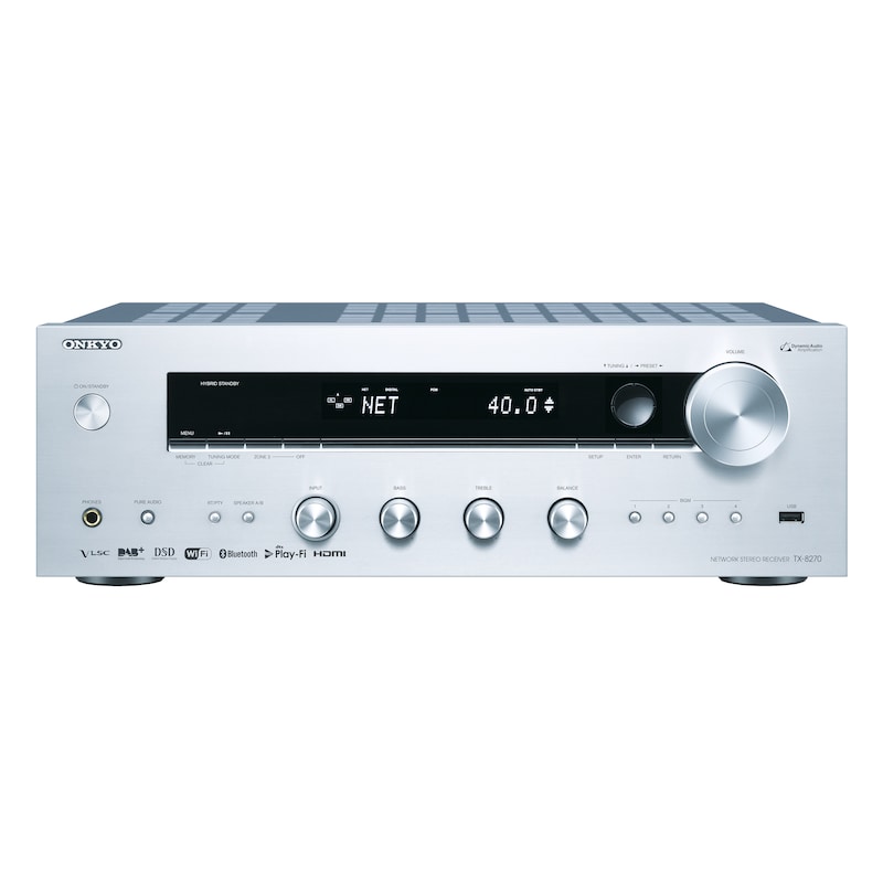 Onkyo TX-8270 S silber Netzwerk-Stereoreceiver Multi-Room 2x135W DAB+ WiFi BT