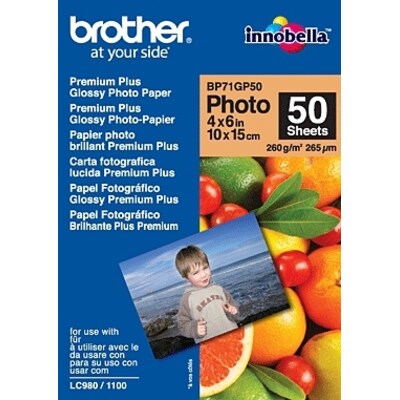 Brother BP71GP50 Fotopapier-A6, Paket mit 50 Blatt, 260 g/qm