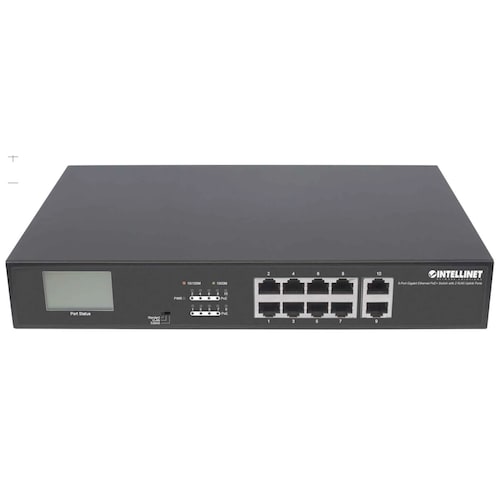 Intellinet 8-Port Gigabit Ethernet PoE+ Switch mit 2 RJ45-Uplink-Ports
