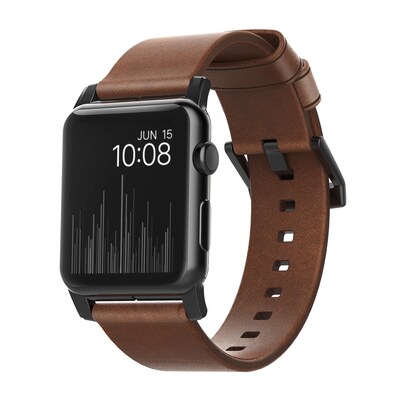 gefertigt aus günstig Kaufen-Nomad Strap Modern Leather Connector black für Apple Watch 42/44mm braun. Nomad Strap Modern Leather Connector black für Apple Watch 42/44mm braun <![CDATA[• Echtleder aus den USA • Schlichtes, edles Design • Maßgefertigte Ösen und Schna