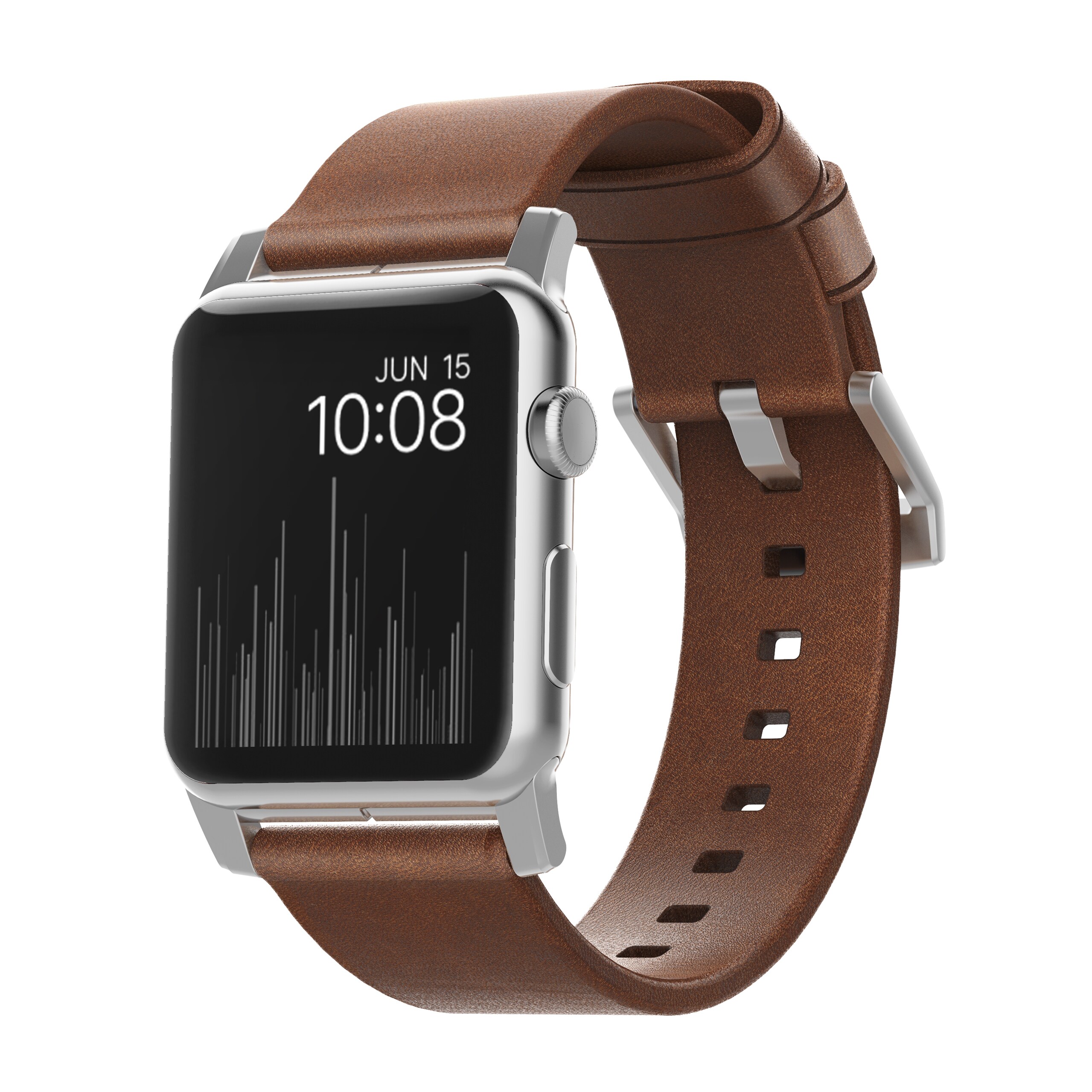 Nomad Strap Modern Leather Connector silber f&uuml;r Apple Watch 42/44mm braun