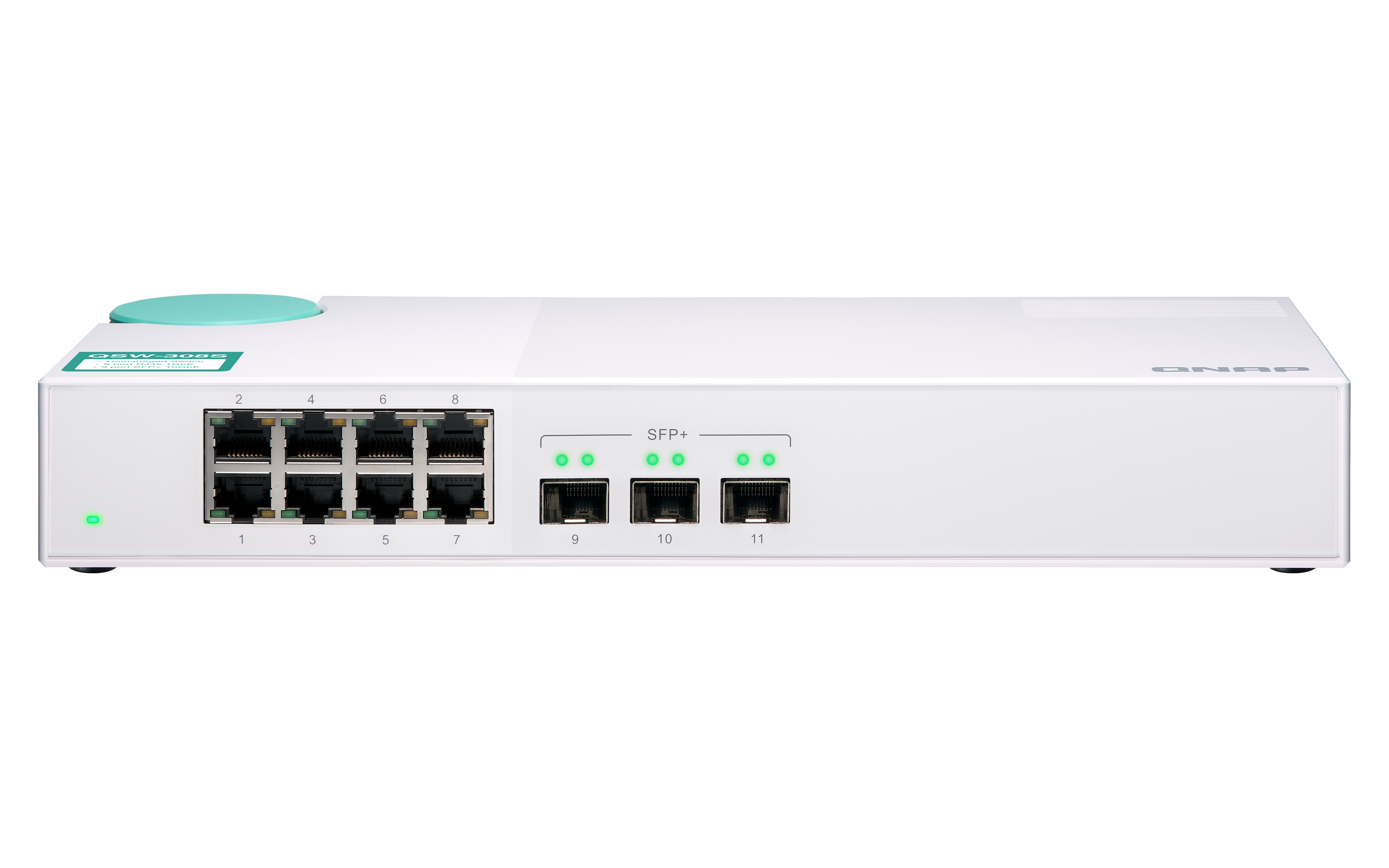 QNAP QSW-308S 10G Switch Unmanaged 3-Port-10G-SFP+ und 8-Port-Gigabit